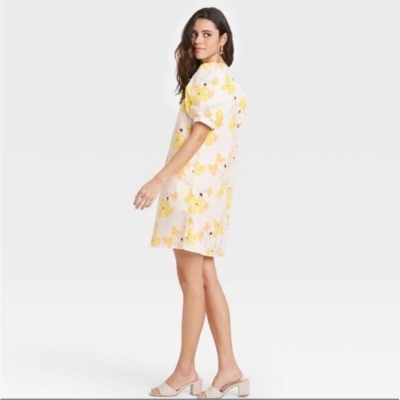 A New Day Yellow Floral Puff Sleeve Dress - Picture 4 of 12